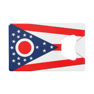 Steel Bottle Opener with flag of Ohio State Creditkaart Flessenopener