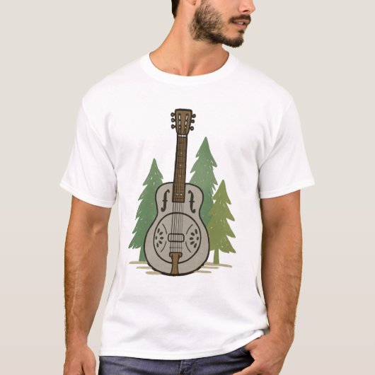 Steel Dobro Forest - Rustieke muziek minnaar kunst T-shirt (Voorkant)
