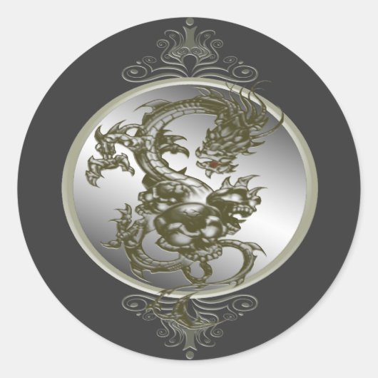 Steel Dragon-Stickers Ronde Sticker (Voorkant)