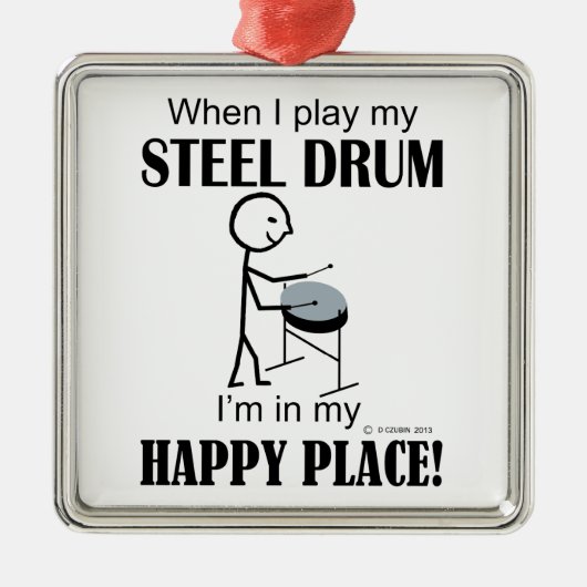Steel Drum Happy Place Metalen Ornament (Voorkant)