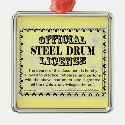 Steel Drum License Metal Ornament (Voorkant)