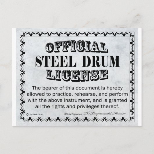 Steel Drum-licentie Briefkaart (Voorkant)