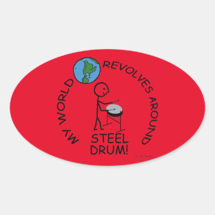 Steel Drum - World revolt rond ovaal sticker