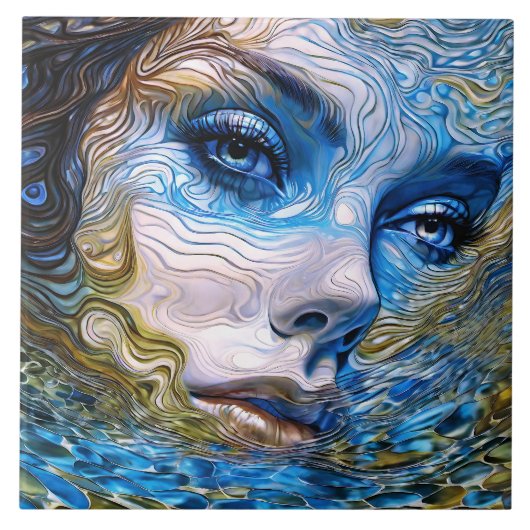 "Steel Gaze" - Vrouwen in het water Tegeltje (Voorkant)