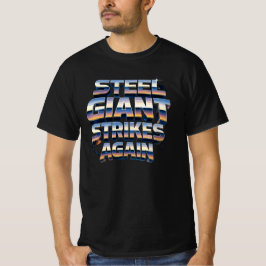 Steel Giant Strikes Again – Retro Mecha Typography T-shirt