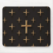 Steel Golden Jesus Cross Art Christelijk Muismat (Voorkant)