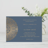 STEEL GRAY GOLD CLASSIC  MANDALA WEDDING KAART (Staand voorkant)