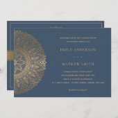 STEEL GRAY GOLD CLASSIC  MANDALA WEDDING KAART (Voorkant / Achterkant)