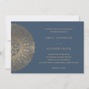 STEEL GRAY GOLD CLASSIC  MANDALA WEDDING KAART