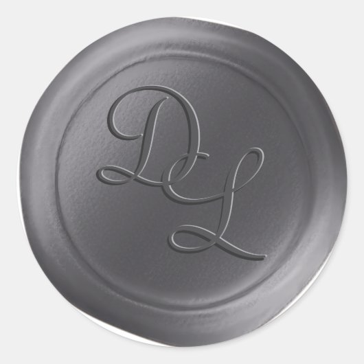 Steel Grey 2 Letter Monogram Wax Seal Stickers (Voorkant)