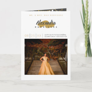 Steel Grey and Gold Photo Quinceanera