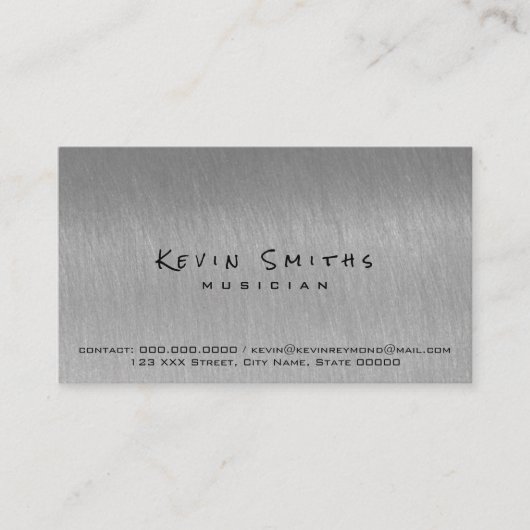 Steel Grey Cool en moderne muzikant Visitekaartje (Voorkant)