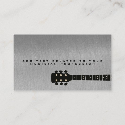 Steel Grey Cool Muzikant's Contact Visitekaartje (Achterkant)