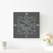 Steel Grey Crochet Chart Square Wall klok (Huis)