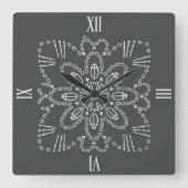 Steel Grey Crochet Chart Square Wall klok (Voorkant)