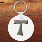 Steel Grey Kijk Franciscan Tau Cross Sleutelhanger (Voorkant)