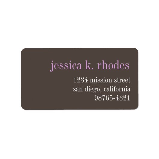 Steel grey lila typografie modern retouradres etiket (Voorkant)