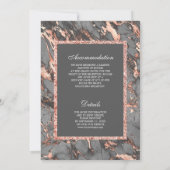 Steel Grey Marble Roos Gold All in One Wedding Kaart (Achterkant)