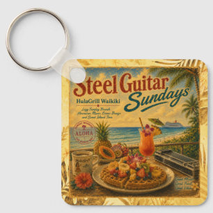 Steel Guitar Sundays Vintage Waikīkī Sleutelhanger