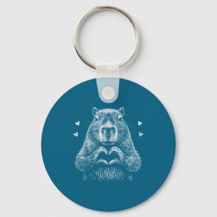 Steel harten capybara valentijn capybara meme sleutelhanger