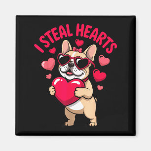 Steel harten Franse buldog valentijn grappige hond Magneet