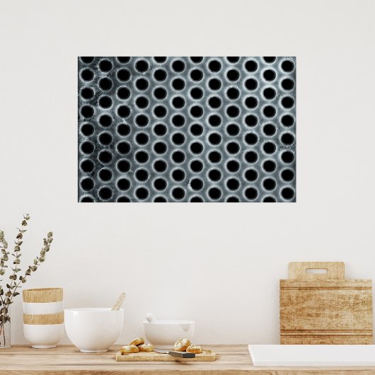 Steel Holes Metal Mesh Pattern Poster (Keuken)