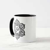 Steel Lotus Flower Om Design - zwart Mok (Voorkant links)