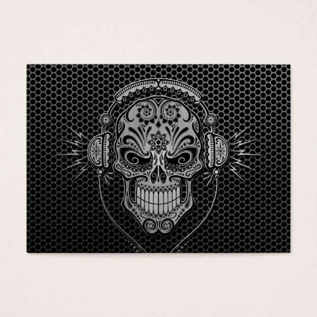 Steel Mesh DJ Sugar Skull Visitekaartjes (Voorkant)