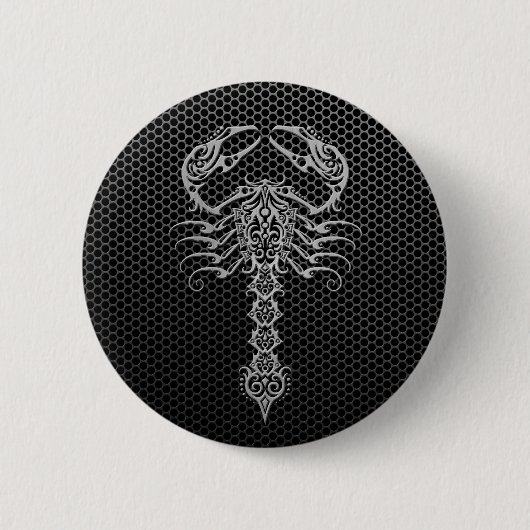 Steel Mesh Scorpion Ronde Button 5,7 Cm (Voorkant)