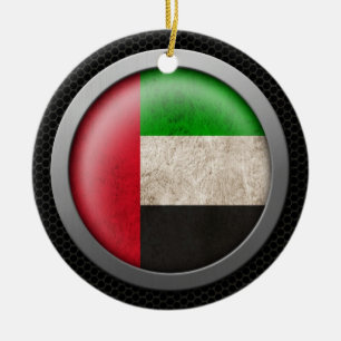 Steel Mesh United Arab Emirates Flag Disk Graphic Keramisch Ornament