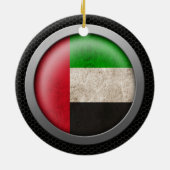 Steel Mesh United Arab Emirates Flag Disk Graphic Keramisch Ornament (Achterkant)