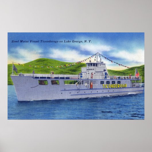 Steel Motor Vessel Ticonderoga op Lake Poster (Voorkant)