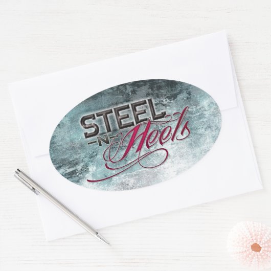 Steel N hakken blauw ovale Sticker (Envelop)