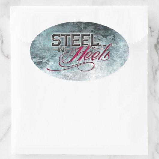 Steel N hakken blauw ovale Sticker (Tas)