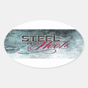 Steel N hakken blauw ovale Sticker