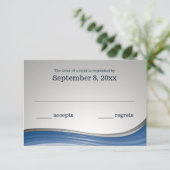 Steel Wave Blauw en Zilver Respons RSVP Kaartje (Staand voorkant)