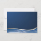 Steel Wave Blauw en Zilver Respons RSVP Kaartje (Achterkant)