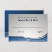 Steel Wave Blauw en Zilver Respons RSVP Kaartje (Voorkant / Achterkant)