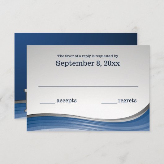 Steel Wave Blauw en Zilver RSVP (Voorkant / Achterkant)