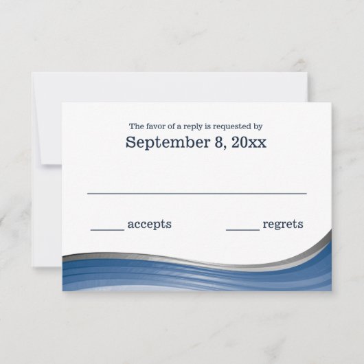 Steel Wave Blue RSVP Kaartje (Voorkant)