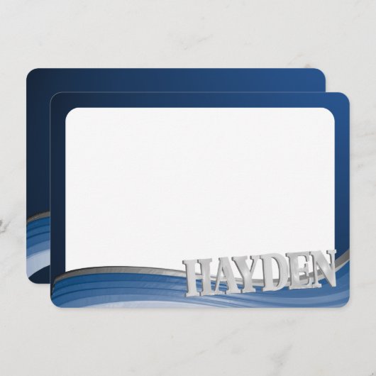 Steel Wave Flat Kaart Bedankt met naam (Voorkant / Achterkant)