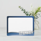 Steel Wave Flat Kaart Bedankt met naam (Staand voorkant)