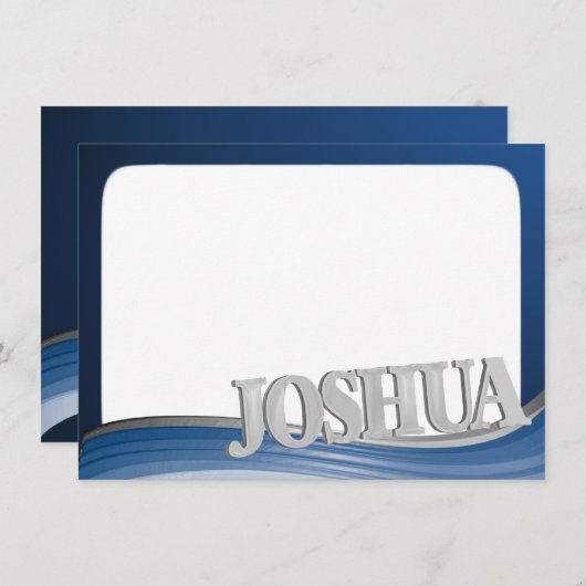 Steel Wave met de naam Joshua Flat Note Notitiekaartje (Voorkant / Achterkant)