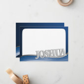 Steel Wave met de naam Joshua Flat Note Notitiekaartje (Voorkant / Achterkant in situ)