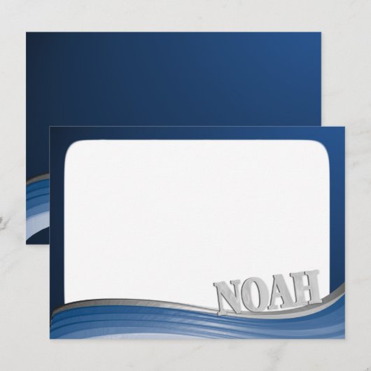 Steel Wave met de naam Noah Flat Note Notitiekaartje (Voorkant / Achterkant)