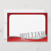 Steel Wave Red met de naam William Flat Note Notitiekaartje (Voorkant)