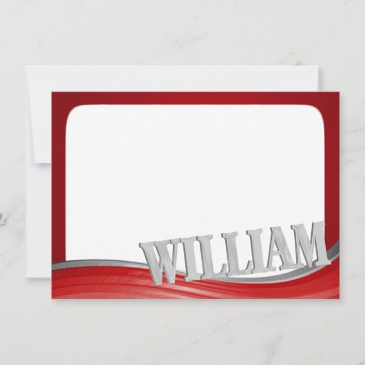Steel Wave Red met de naam William Flat Note Notitiekaartje (Voorkant)