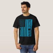 Steel Worker Blue Flag Patriotic T-shirt (Voorkant volledig)