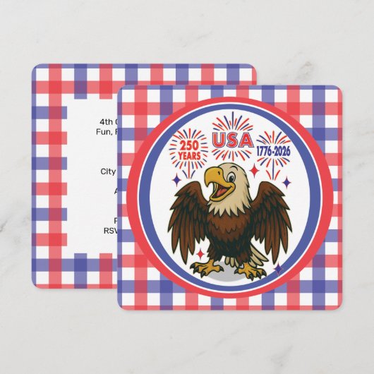 Steelaarend met Vuurwerk– VS 250 Jaar 1776-2026 Kaart (Voorkant / Achterkant)