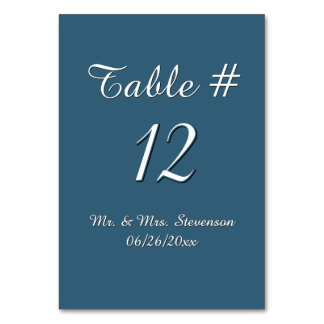 Steele Blue en White Name and Date Kaart